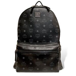 MCM Blk/Gry Monogram Stark Side Studs Backpack in Visetos |Size: 42.5cm|